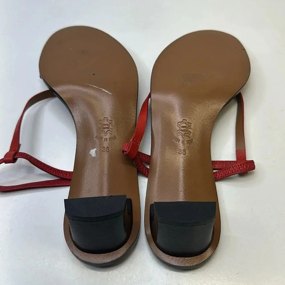 ATP Atelier Sandals High Heel Open Toe Strappy Leather Shoes Red Brown Size 38 8 - Picture 11 of 12